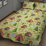 Cute Camping Pattern Print Quilt Bed Set