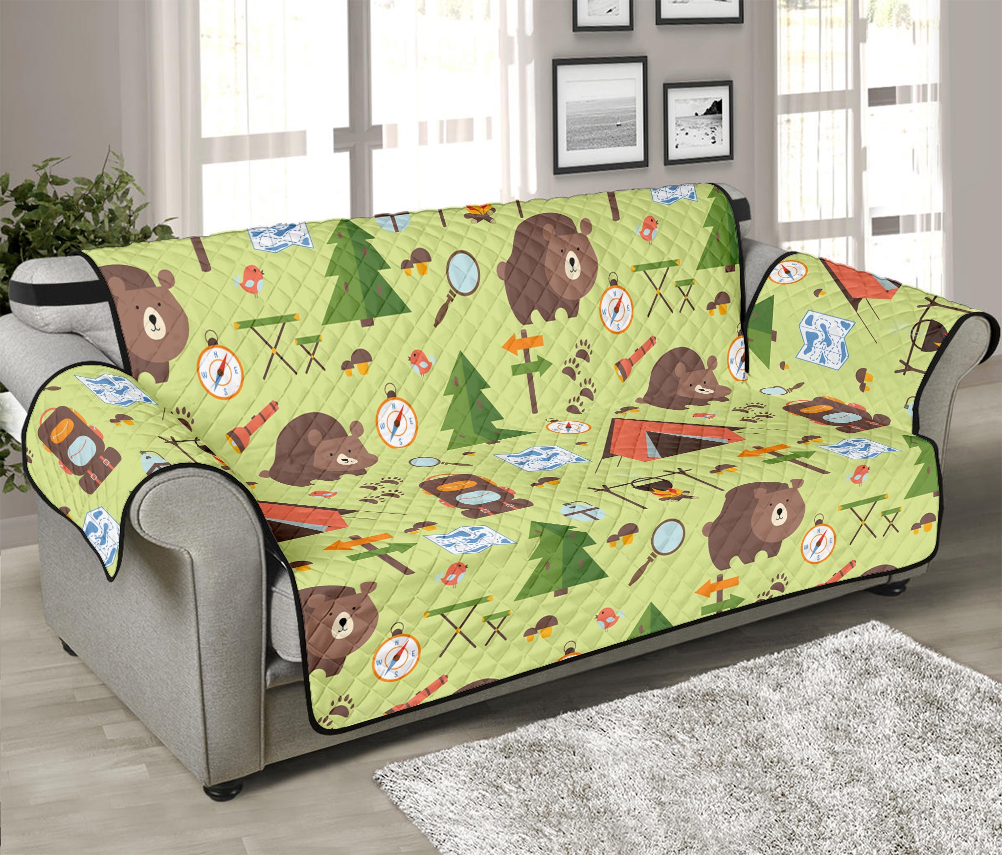 Cute Camping Pattern Print Sofa Protector