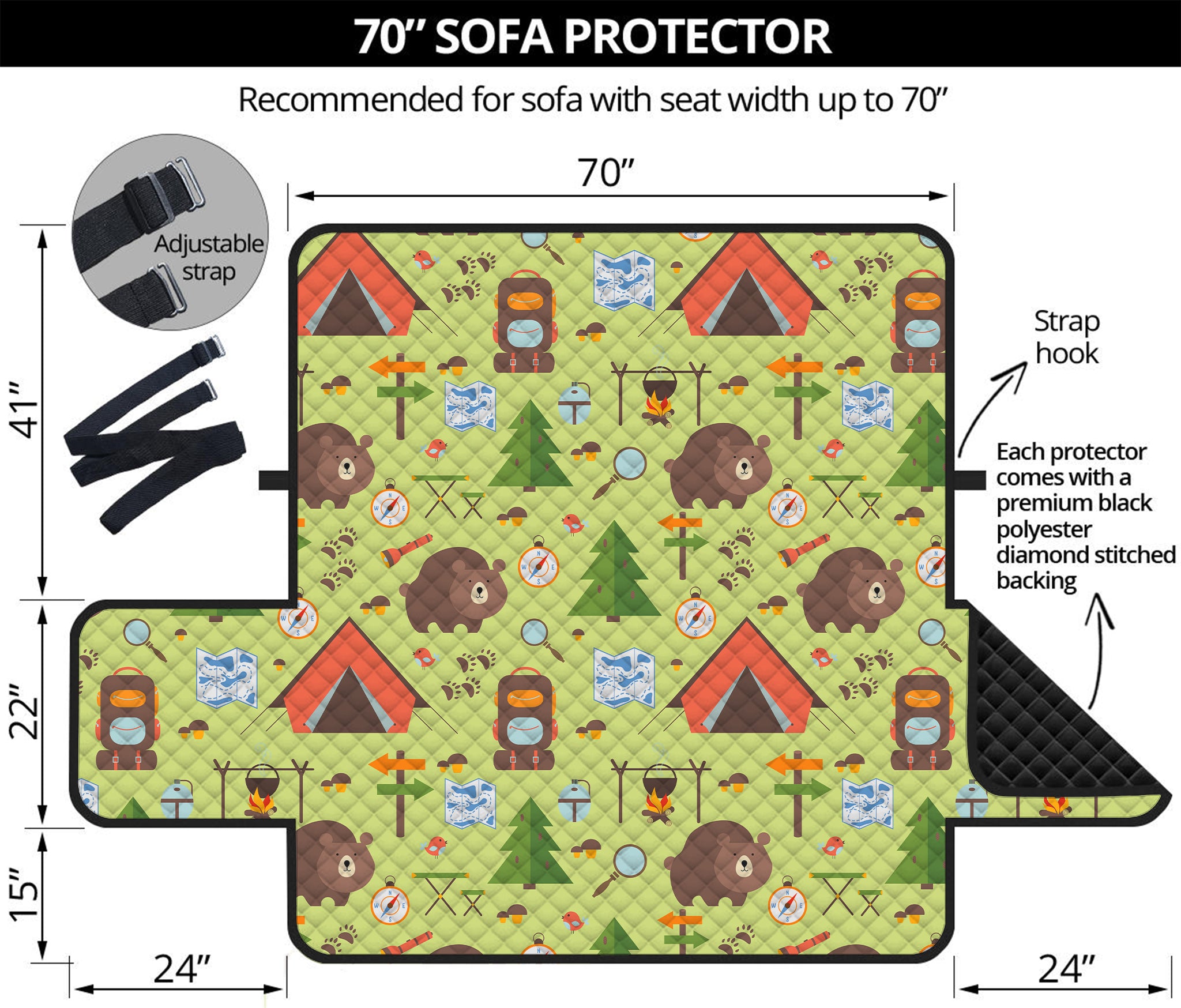 Cute Camping Pattern Print Sofa Protector