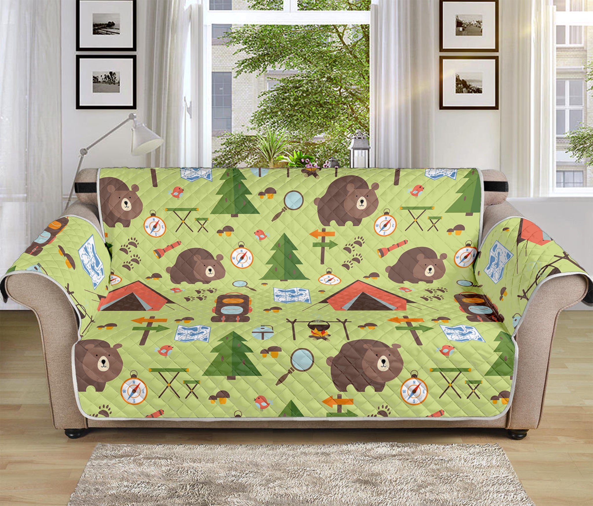 Cute Camping Pattern Print Sofa Protector