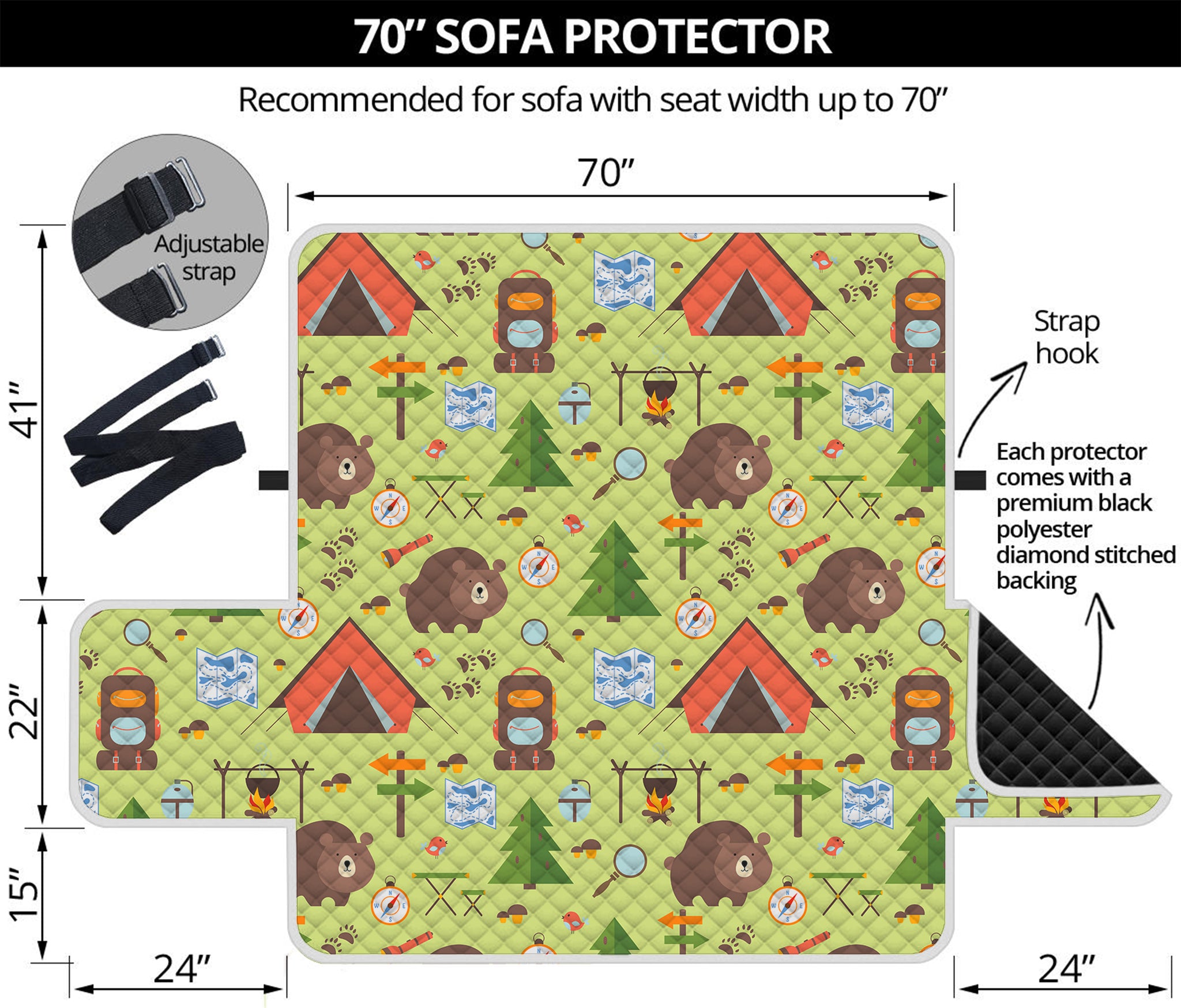 Cute Camping Pattern Print Sofa Protector