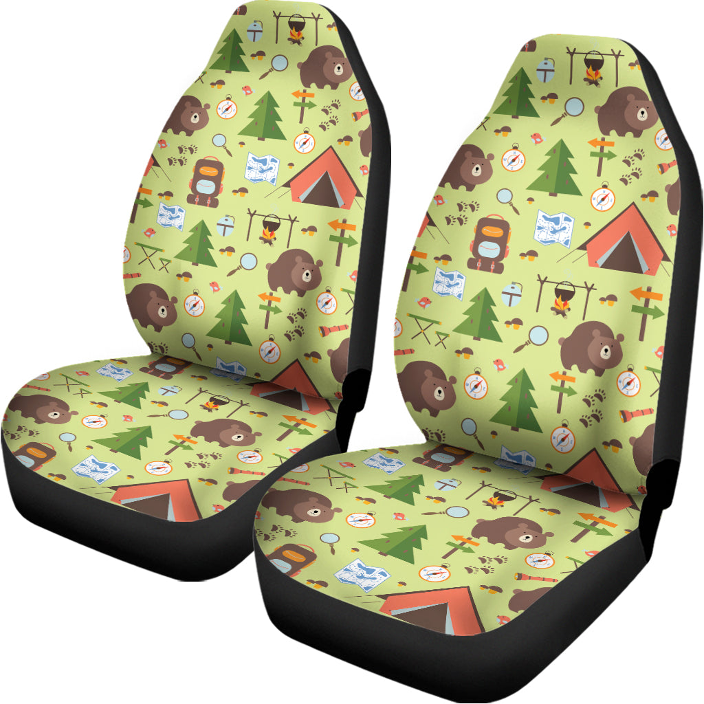 Cute Camping Pattern Print Universal Fit Car Seat Covers