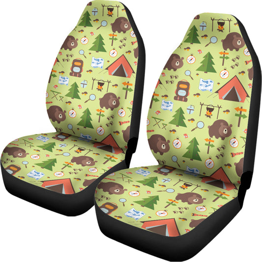 Cute Camping Pattern Print Universal Fit Car Seat Covers