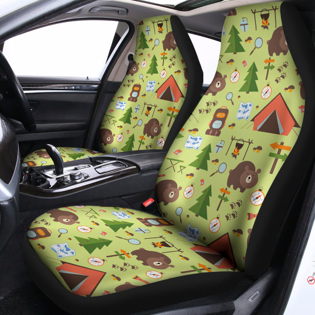 Cute Camping Pattern Print Universal Fit Car Seat Covers