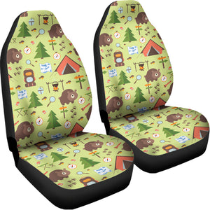Cute Camping Pattern Print Universal Fit Car Seat Covers