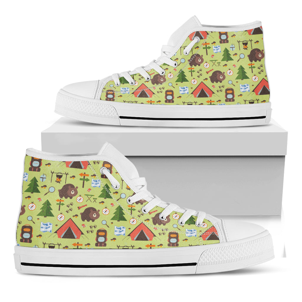 Cute Camping Pattern Print White High Top Shoes