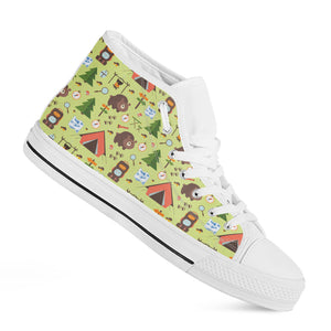 Cute Camping Pattern Print White High Top Shoes