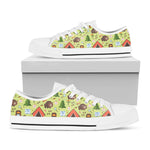 Cute Camping Pattern Print White Low Top Shoes