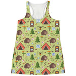 Cute Camping Pattern Print Women's Racerback Tank Top