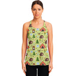 Cute Camping Pattern Print Women's Racerback Tank Top