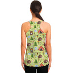 Cute Camping Pattern Print Women's Racerback Tank Top