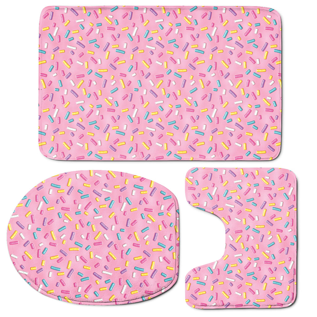 Cute Candy Pattern Print 3 Piece Bath Mat Set