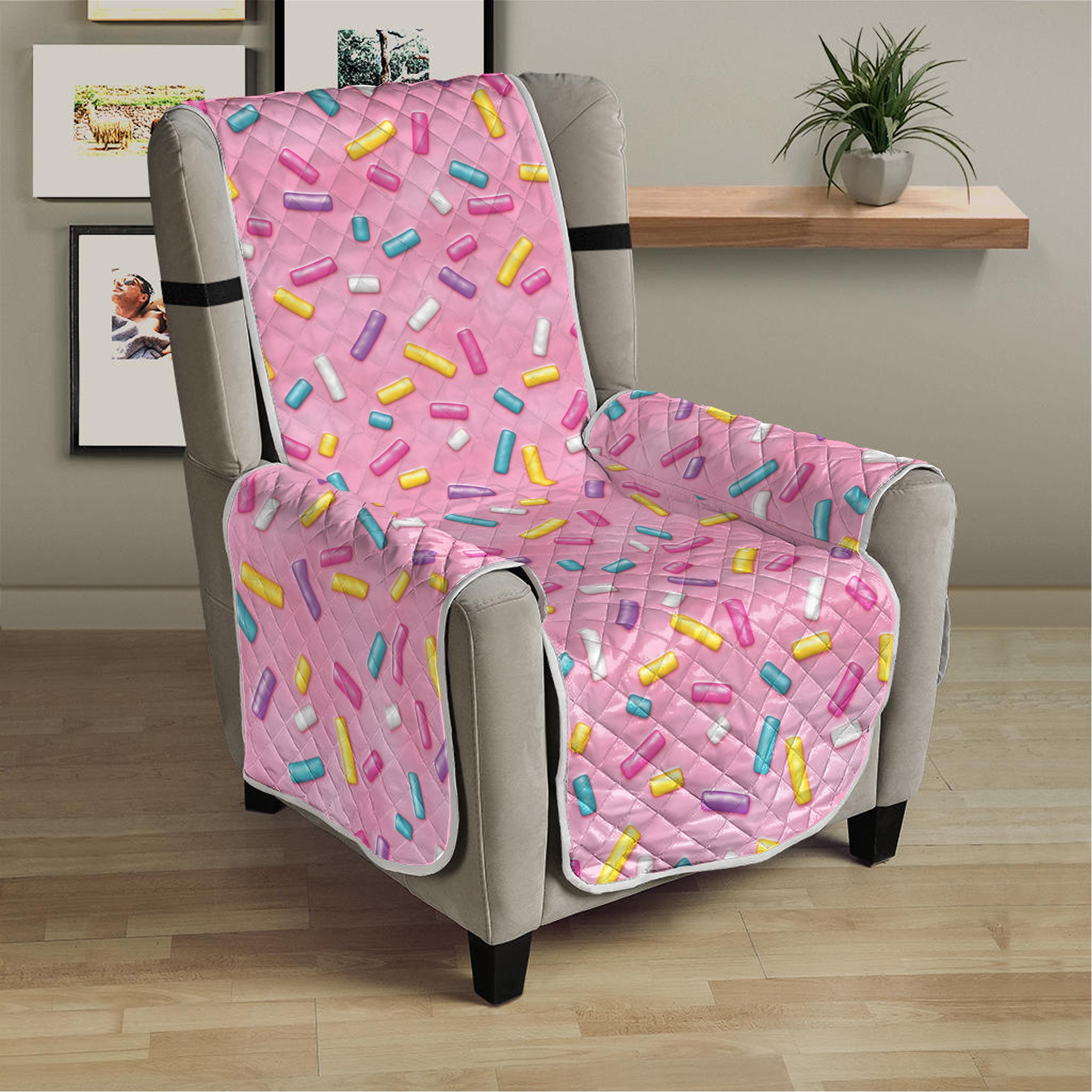 Cute Candy Pattern Print Armchair Protector