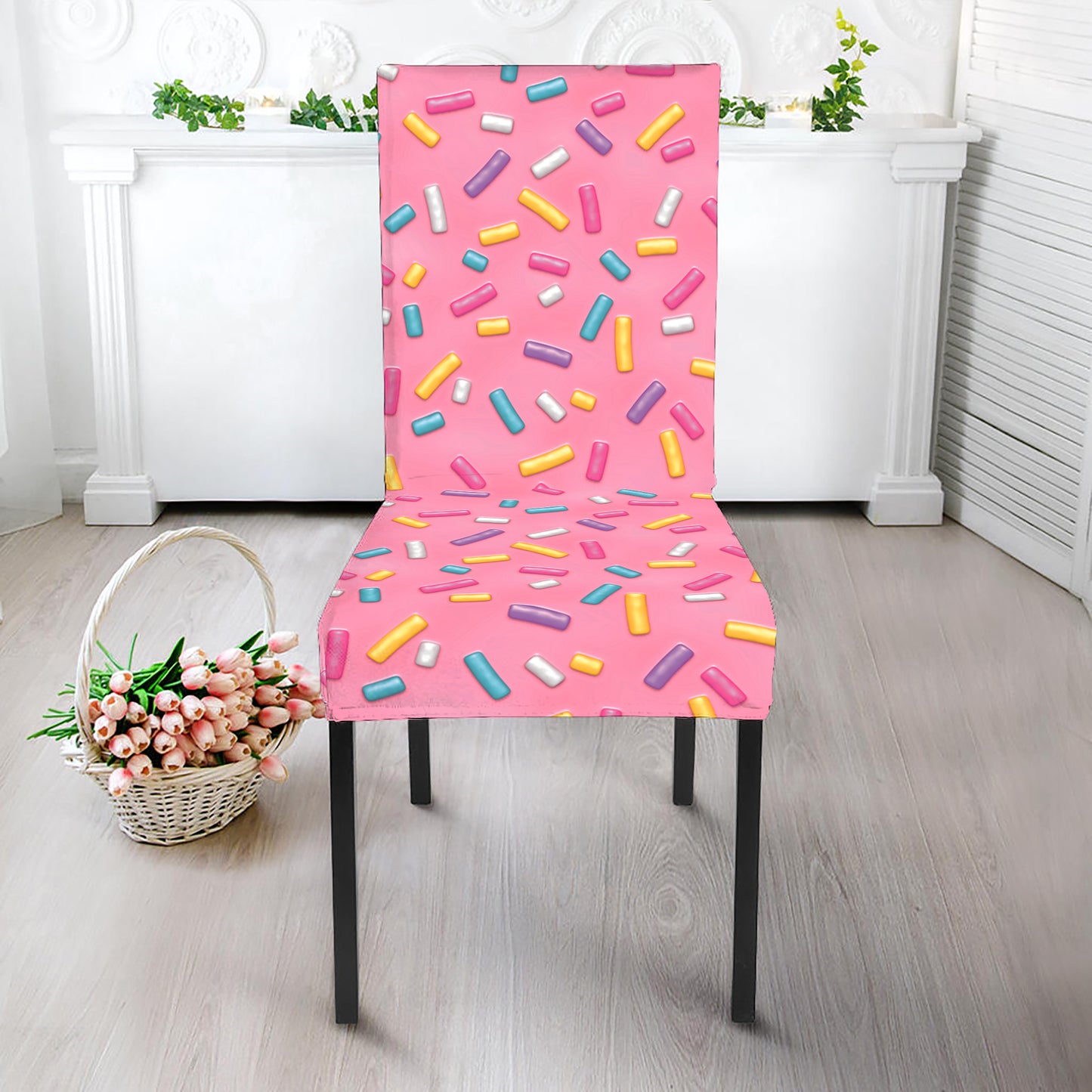 Cute Candy Pattern Print Dining Chair Slipcover