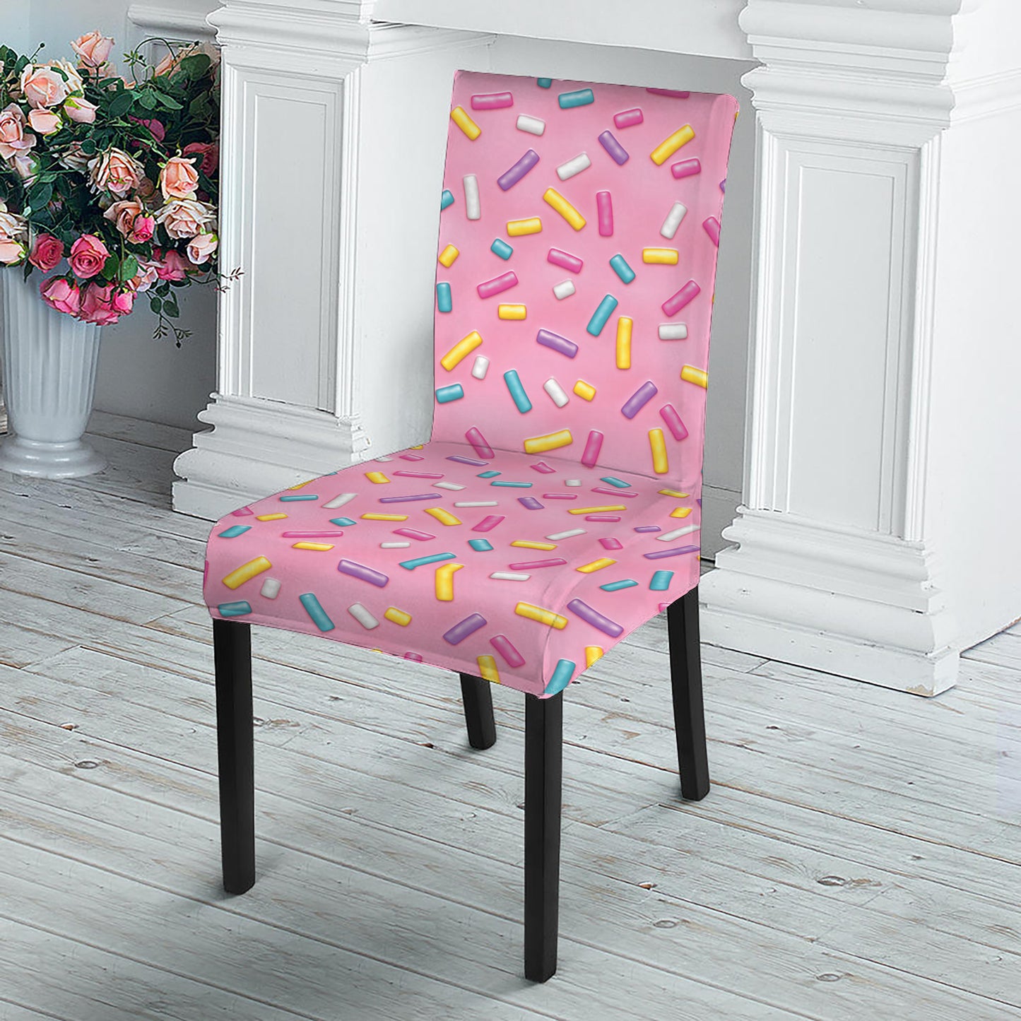 Cute Candy Pattern Print Dining Chair Slipcover