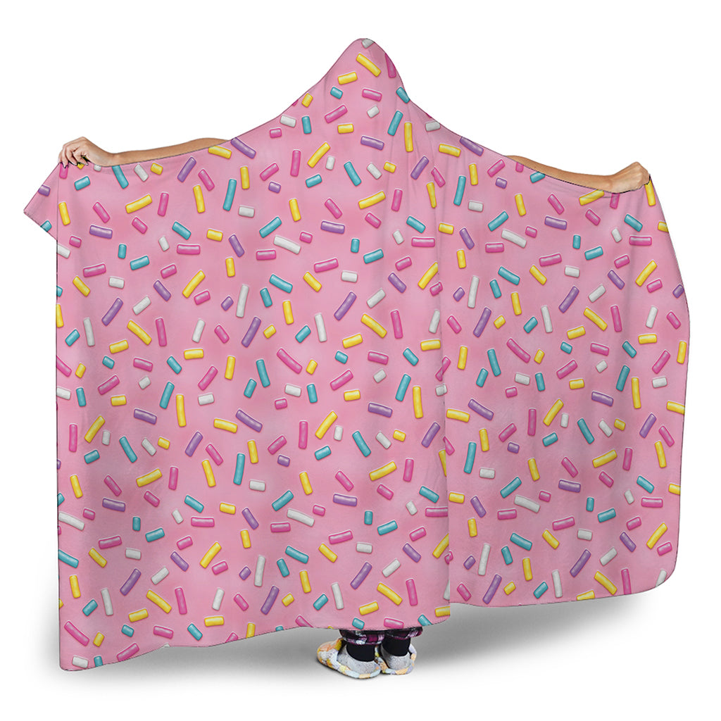Cute Candy Pattern Print Hooded Blanket