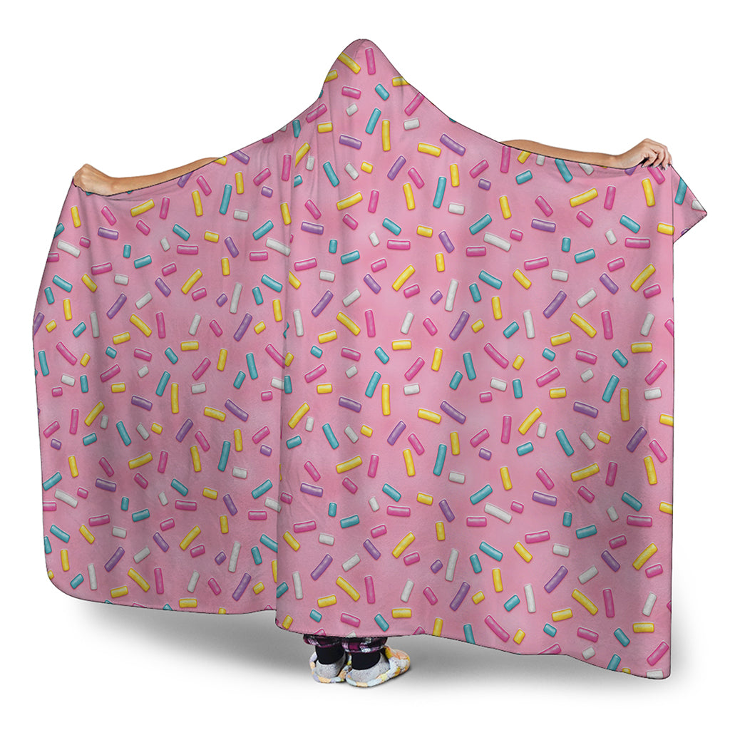 Cute Candy Pattern Print Hooded Blanket