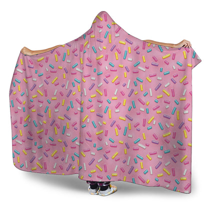 Cute Candy Pattern Print Hooded Blanket