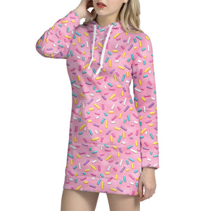 Cute Candy Pattern Print Hoodie Dress