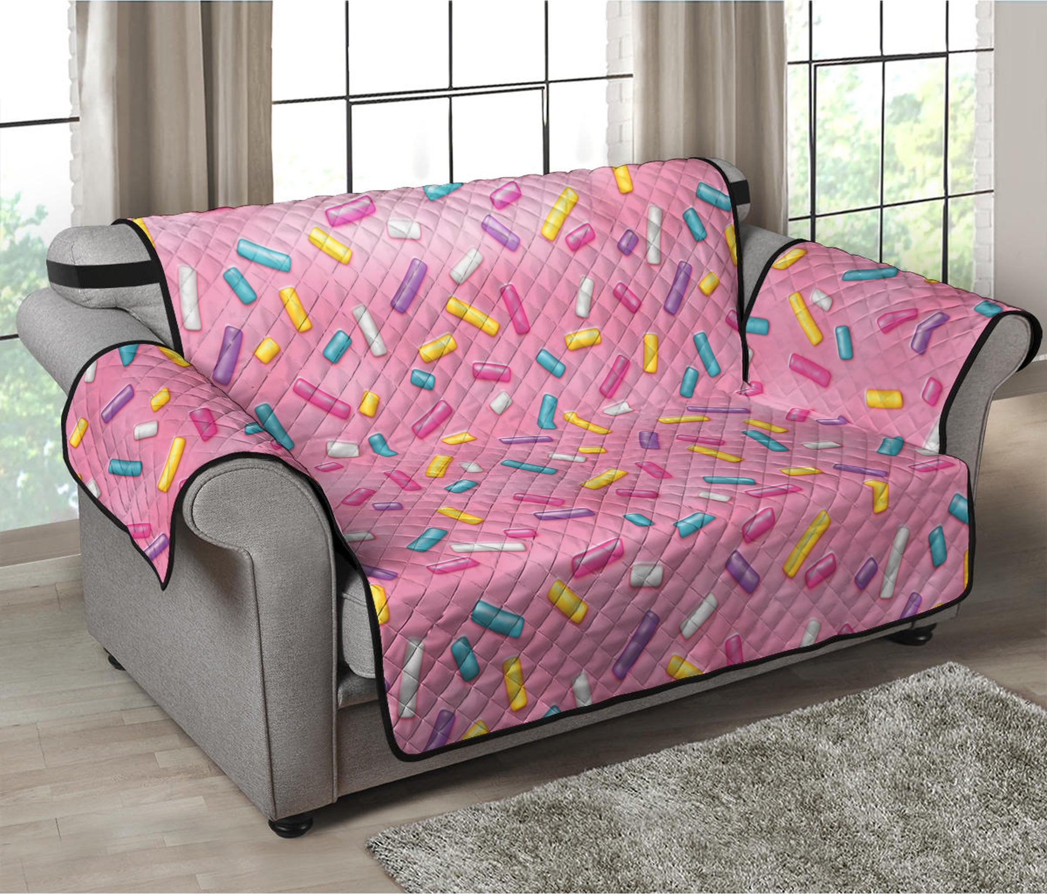 Cute Candy Pattern Print Loveseat Protector