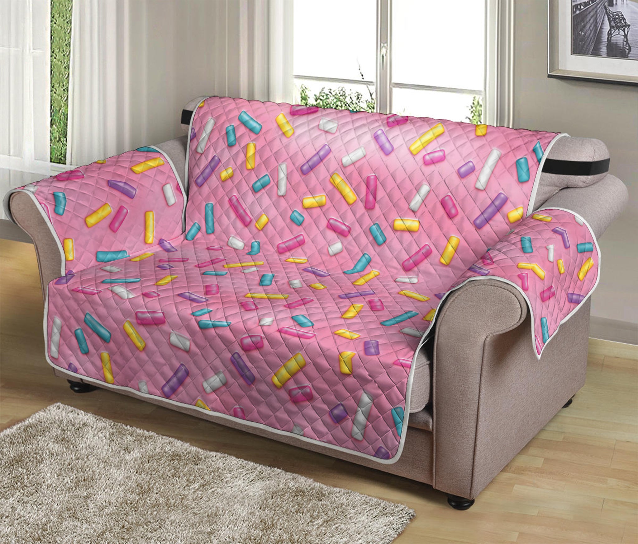 Cute Candy Pattern Print Loveseat Protector