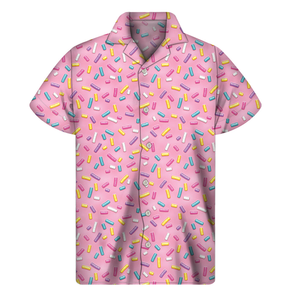 Cute Candy Pattern Print Men's Short Sleeve Shirt