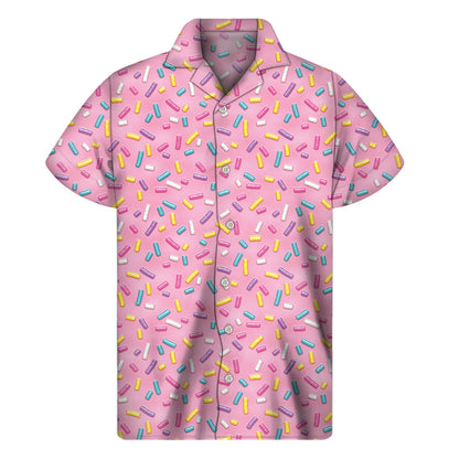 Cute Candy Pattern Print Men's Short Sleeve Shirt