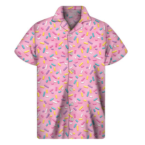 Cute Candy Pattern Print Men's Short Sleeve Shirt