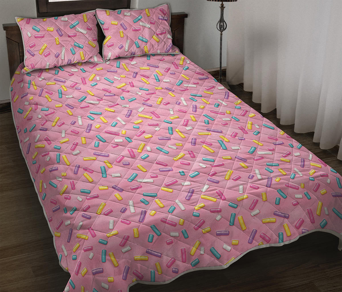 Cute Candy Pattern Print Quilt Bed Set