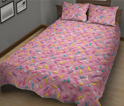 Cute Candy Pattern Print Quilt Bed Set