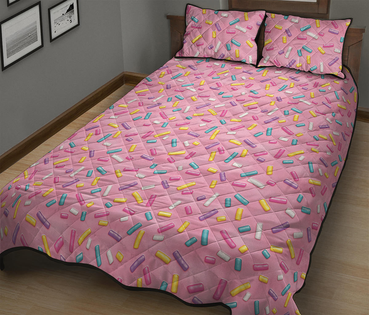 Cute Candy Pattern Print Quilt Bed Set