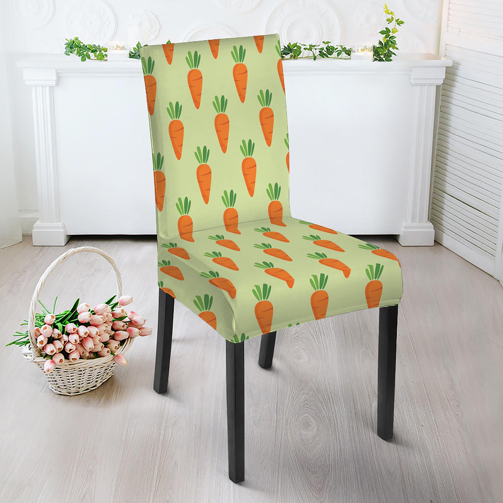 Cute Carrot Pattern Print Dining Chair Slipcover