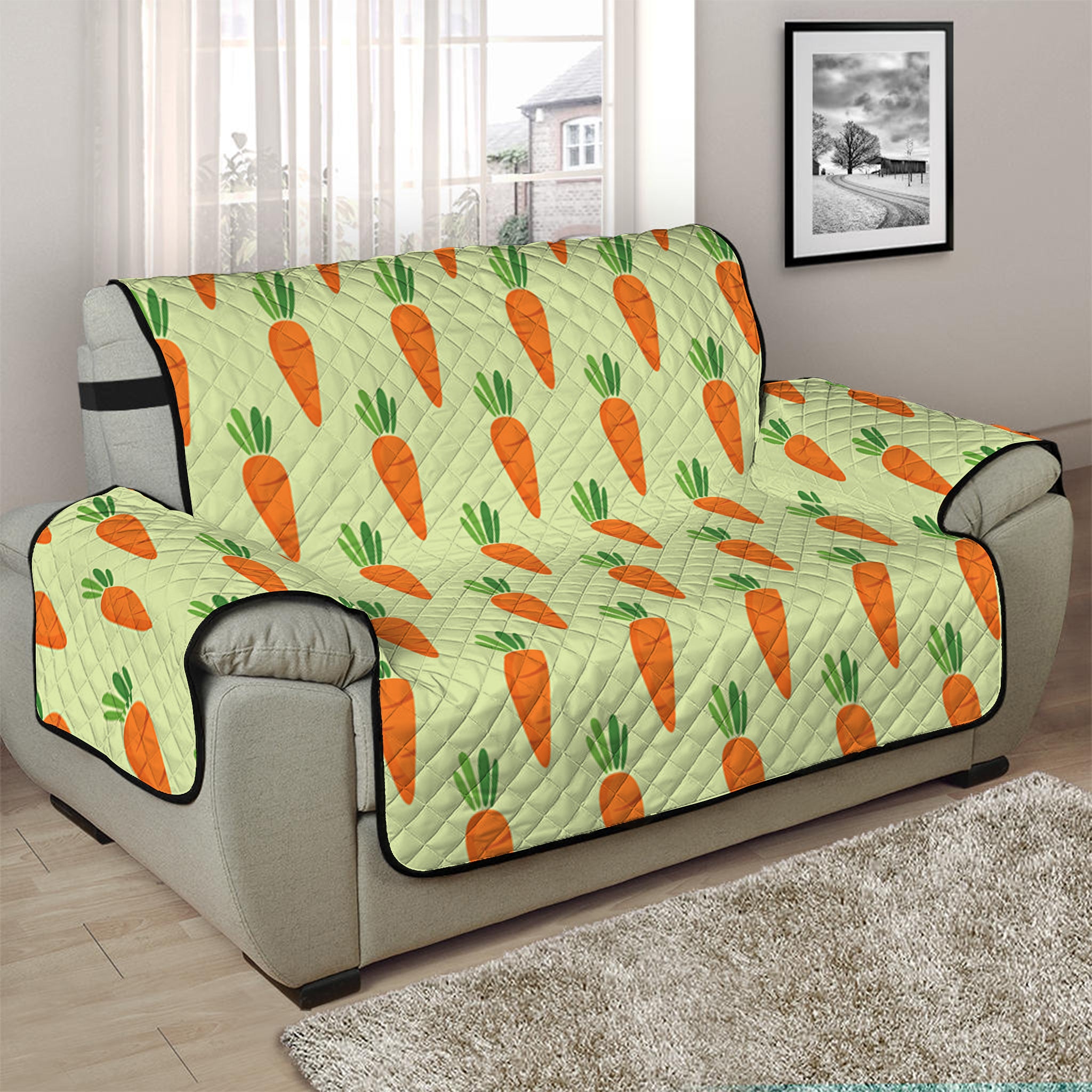 Cute Carrot Pattern Print Half Sofa Protector