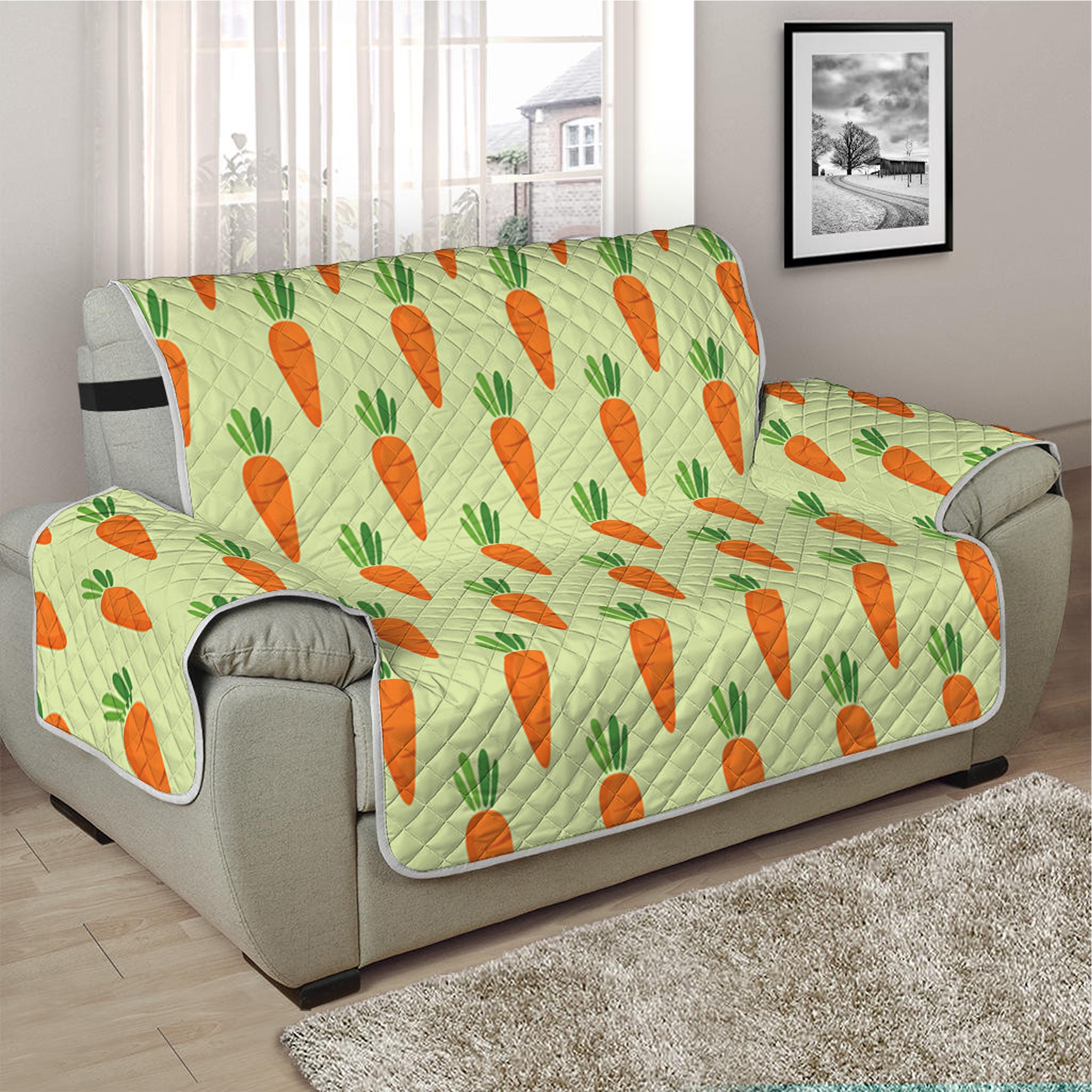 Cute Carrot Pattern Print Half Sofa Protector