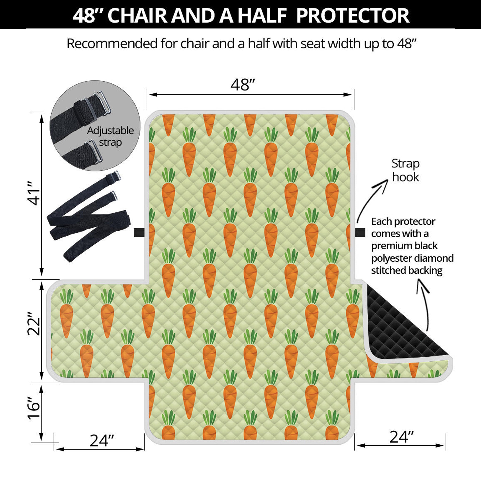 Cute Carrot Pattern Print Half Sofa Protector