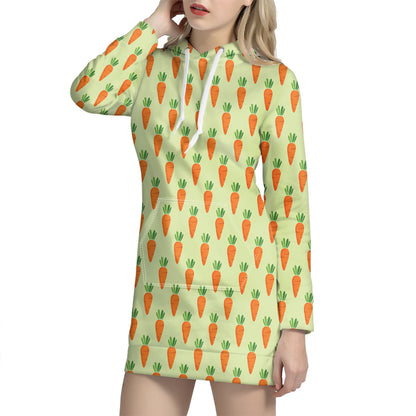 Cute Carrot Pattern Print Hoodie Dress