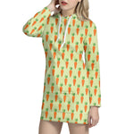 Cute Carrot Pattern Print Hoodie Dress