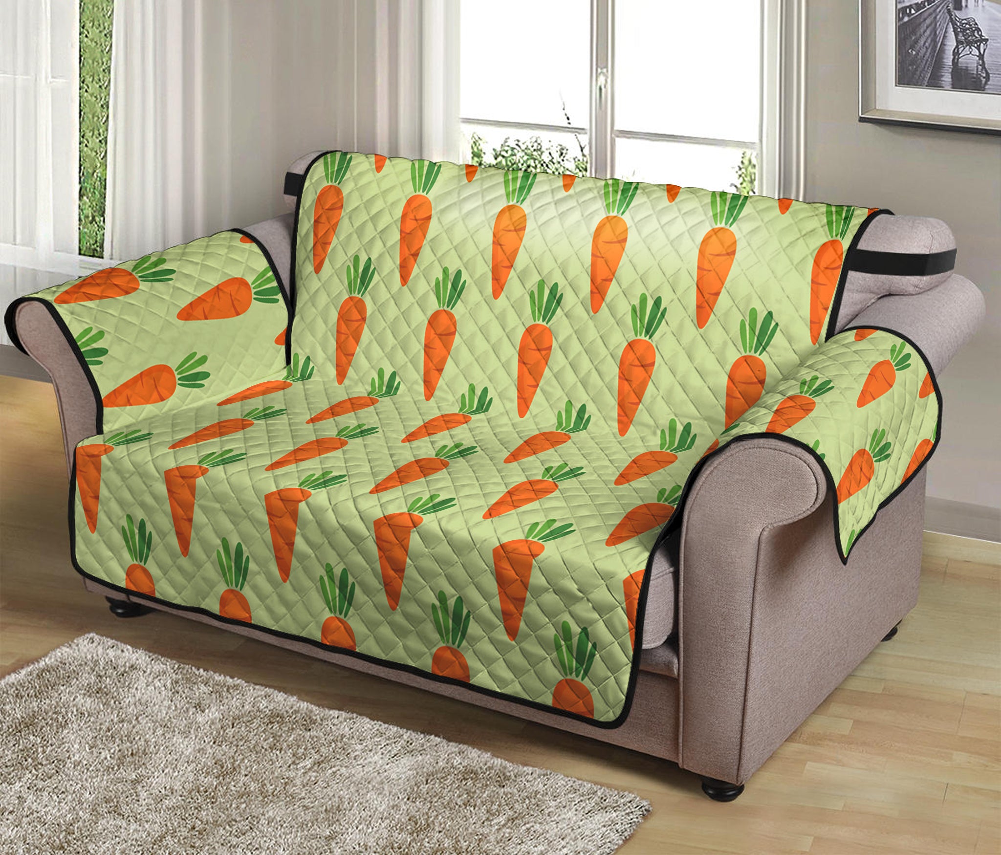 Cute Carrot Pattern Print Loveseat Protector