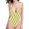 Cute Carrot Pattern Print One Piece High Cut Swimsuit