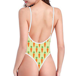 Cute Carrot Pattern Print One Piece High Cut Swimsuit