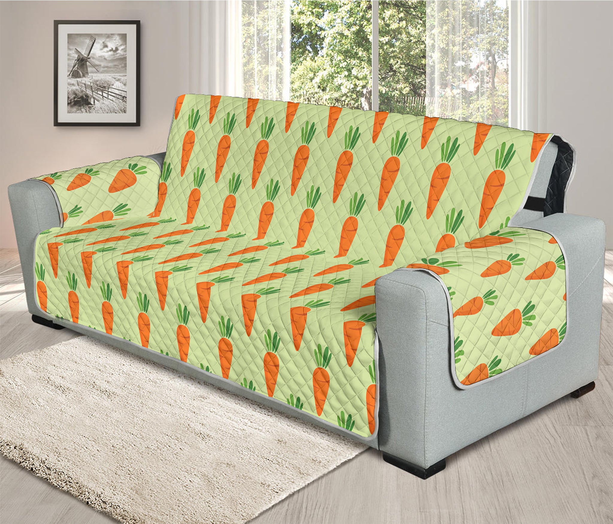 Cute Carrot Pattern Print Oversized Sofa Protector