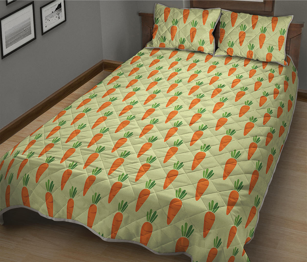 Cute Carrot Pattern Print Quilt Bed Set