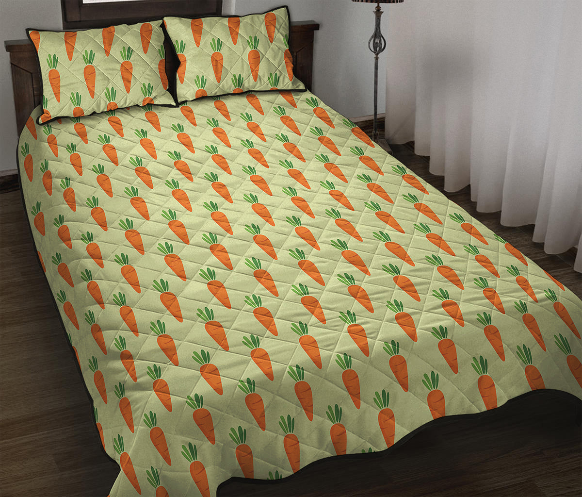 Cute Carrot Pattern Print Quilt Bed Set