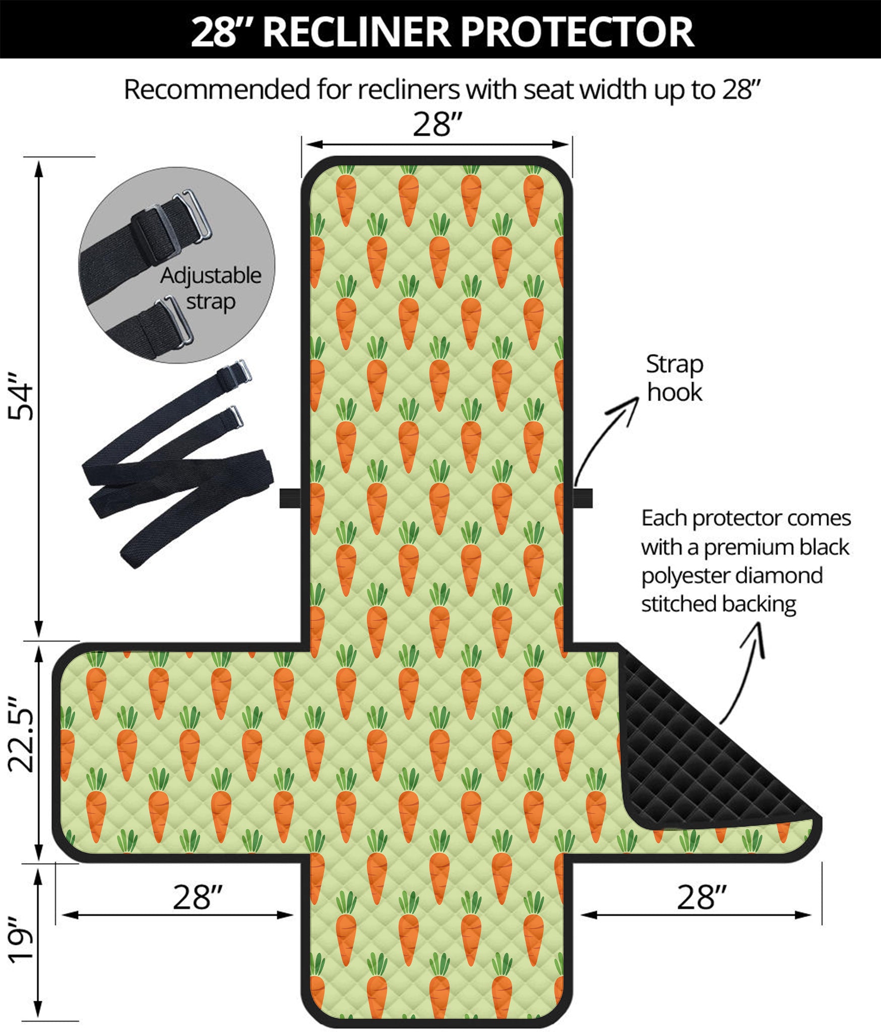 Cute Carrot Pattern Print Recliner Protector