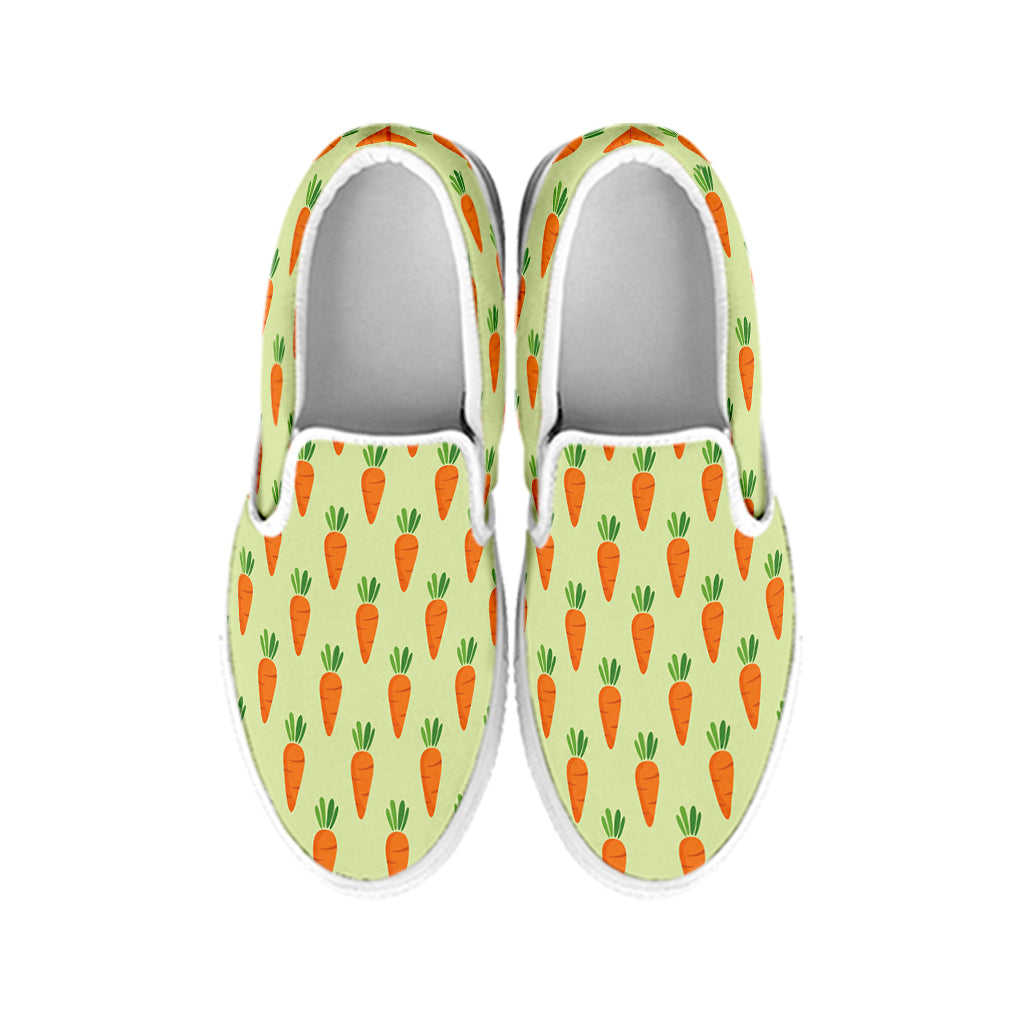 Cute Carrot Pattern Print White Slip On Shoes