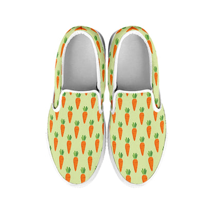 Cute Carrot Pattern Print White Slip On Shoes