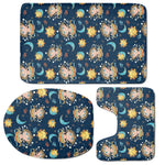 Cute Cartoon Aquarius Pattern Print 3 Piece Bath Mat Set