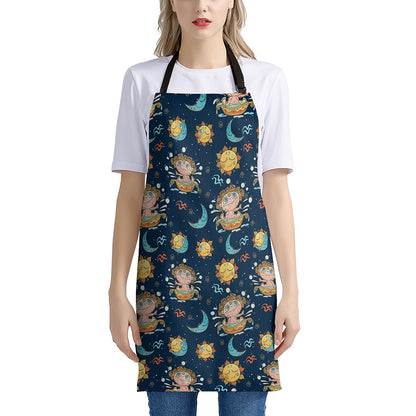 Cute Cartoon Aquarius Pattern Print Apron