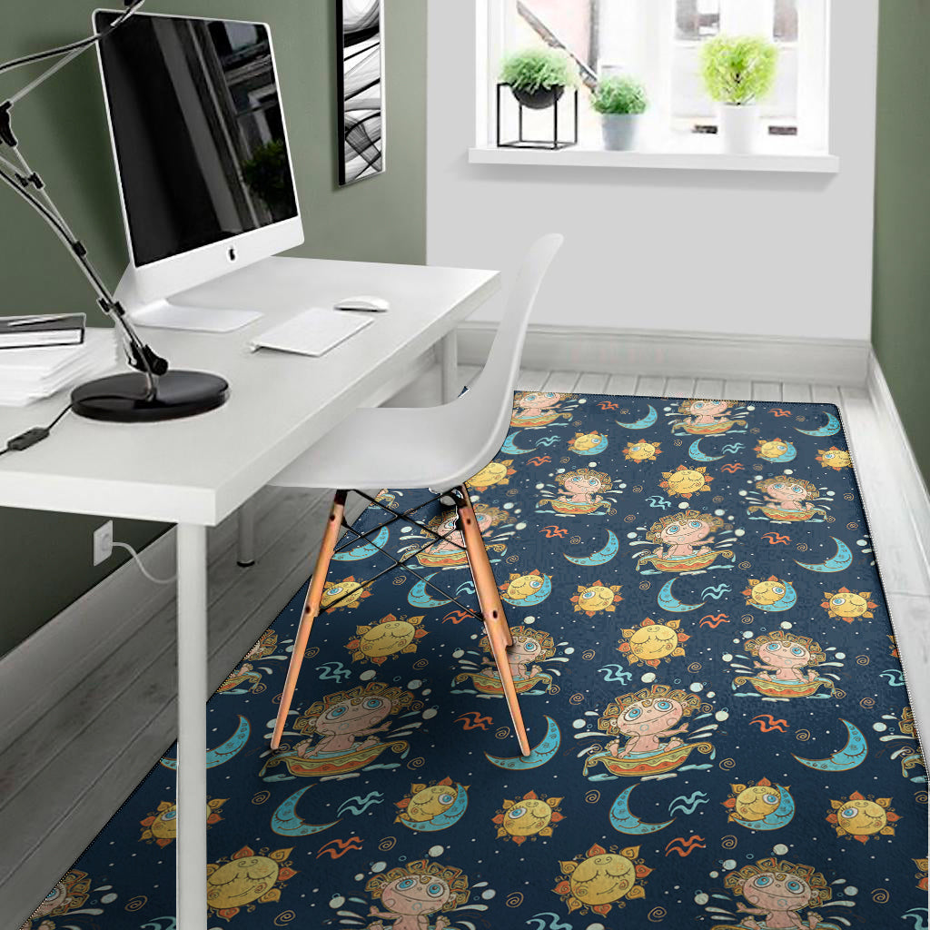 Cute Cartoon Aquarius Pattern Print Area Rug