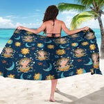 Cute Cartoon Aquarius Pattern Print Beach Sarong Wrap